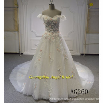 Factory Price off Shoulder Wedding Dress Bridal Gown